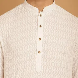 TREEMODA Men Ethnic Motifs Embroidered Regular Thread Work Pure Cotton Kurta with Pyjamas image 2