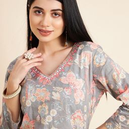 all about you Floral Printed Cotton Straight Kurta-picture-49