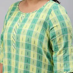 AURELIA Plus Size Checked Flared Sleeves Kurta image 2