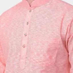 SG LEMAN Men Peach-Coloured Printed Kurta image 2