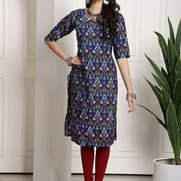 7Threads Selection of 4 Ethnic Motif Printed Straight Crepe Kurtas image 3