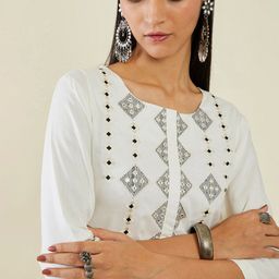 Soch Embroidered Yoke Design Regular Sleeves Straight Kurta image 2