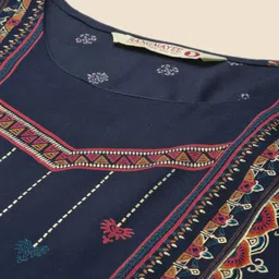 RANGMAYEE Geometric Checked Round Neck Three-Quarter Sleeves Kurta image 2