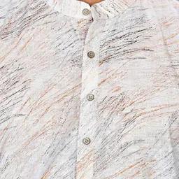 Authentics Abstract Printed Mandarin Collar Regular Linen Straight Kurta image 4