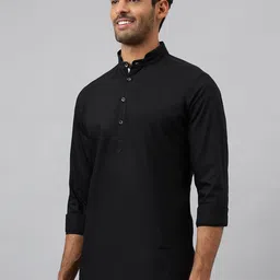 MR BUTTON Men Black Cotton Kurta image 2