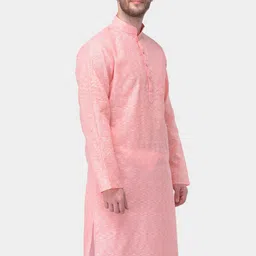 SG LEMAN Men Peach-Coloured Printed Kurta image 3