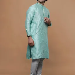 MAAHI FABS Ethnic Motifs Printed Thread Work Mandarin Collar Straight Kurta image 5