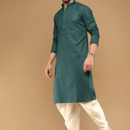 Sangria Embroidered Mandarin Collar Cotton Straight Kurta-picture-27