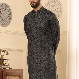 Armaan Ethnic Men Thread Work Block Print Kurta image 5