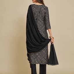 Sangria Leheriya Printed Round Neck Kurta With Trousers & Dupatta image 5