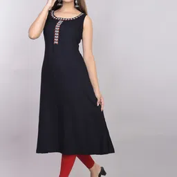 Rubellite Yoke Design Thread Work A-Line Kurta image 2