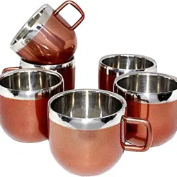 Pack of 6 Stainless Steel Set of 6 Copper Apple Tea Cup-image-45