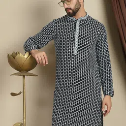 Anouk Geometric Embroidered Thread Work Cotton Straight Kurta-picture-50
