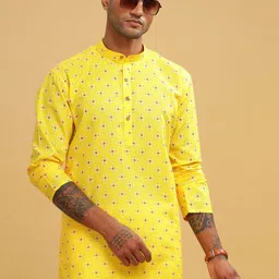 Anouk Men Geometric Printed Thread Work Kurta image 4