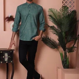 Jompers Men Geometric Thread Work Dobby Kurta image 3
