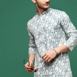 Sangria mandarin collar  Long Sleeves Chikankari Cotton Straight Kurta-image-24