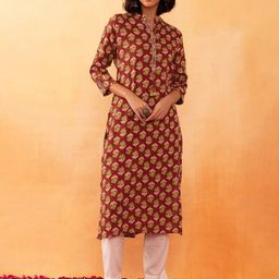 Rang by Indya Floral Printed Straight Kurta-32