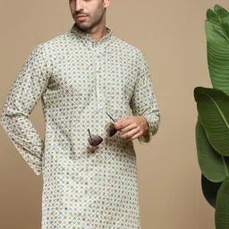 Anouk Yellow Geometric Embroidered Mandarin Collar Sequined Straight Kurta-39