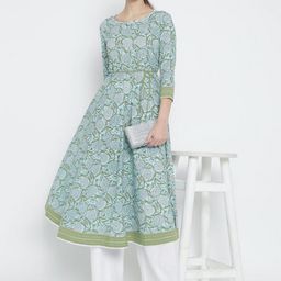YASH GALLERY Floral Printed Pure Cotton Anarkali Kurta image 2