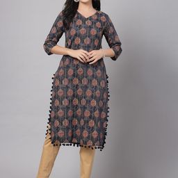 kipek Ethnic Motifs Printed V-Neck Straight Kurta-41