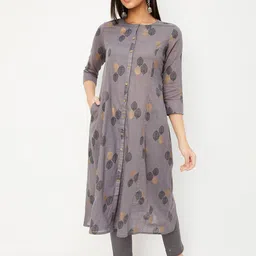 max Floral Printed Round Neck Regular Straight Kurta With Trousers-picture-46