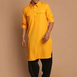 VASTRAMAY Shirt Collar Regular Kurta With Patiala Set-image-72