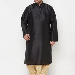 VASTRAMAY Men Black Kurta with Dhoti Pants-picture-18