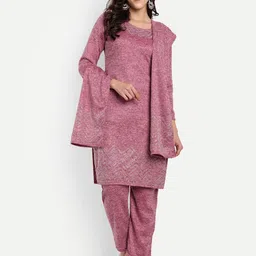 FNOCKS Chevron Embroidered Beads and Stones Straight Kurta With Trouser & Dupatta-picture-16