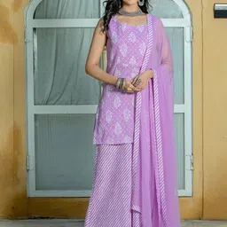 Kohsh Ethnic Motifs Printed Regular Pure Cotton Kurta with Palazzos & With Dupatta image 1