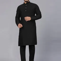 CELLUX Mandarin Collar Gemetric Printed Kurta with Pyjamas image 1