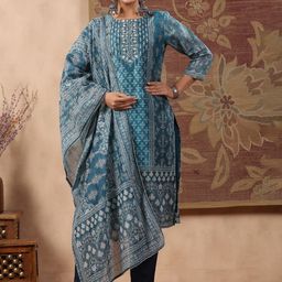 Rain & Rainbow Ethnic Motifs Printed Kurta With Trousers & Dupatta image 1