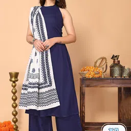 HERE&NOW A-Line Kurta with Palazzos & Dupatta image 1