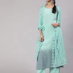 AKS Ombre Dyed Round Neck Kurta & Palazzos With Dupatta image 1