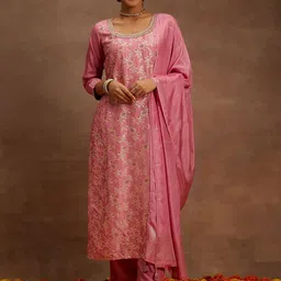 Libas Ethnic Motifs Woven Design Regular Kurta with Trousers & Dupatta image 4