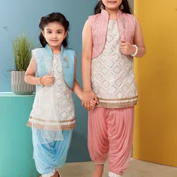 Aarika Girls Selection Of 2 Regular Pure Silk Kurta With Trousers & Dupatta & Jacket image 1