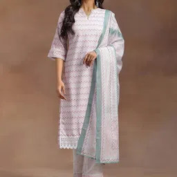 Libas Embroidered Regular Kurta with Palazzos & With Dupatta image 1