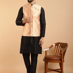 SOJANYA Band Collar Regular Kurta & Churidar With Nehru jacket-picture-5