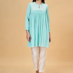 RANGMANCH BY PANTALOONS Yoke Design Regular Thread Work Pure Cotton Kurti with Trousers-picture-37