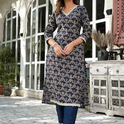 Yufta Ethnic Motifs Printed Sequinned Kurta With Trousers-picture-23