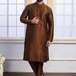 Inddus Geometric Woven Design Straight Kurta With Trousers-image-74