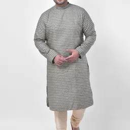 Sztori Plus Size Ethnic Motifs Printed Cotton Jacquard Straight Kurta With Churidar-17