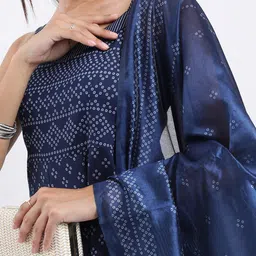 Vishudh Blue Bandhani Printed Kurta with Trousers & With Dupatta image 2