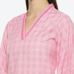 Biba Geometric Printed Kurta With Salwar & Dupatta image 2