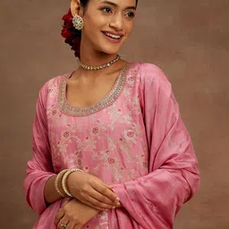Libas Ethnic Motifs Woven Design Regular Kurta with Trousers & Dupatta image 2