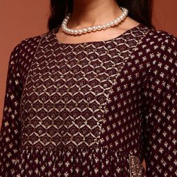 IMARA Ethnic Motifs Printed Sequinned Kurta With Trousers & Dupatta image 2