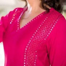 Label Shaurya Sanadhya Floral Embroidered Mirror Work Kurta With Pyjamas & Dupatta image 2
