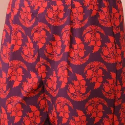 Ahalyaa Floral Printed Regular Kaftan Kurta with Trousers image 3