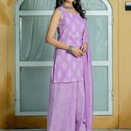 Kohsh Ethnic Motifs Printed Regular Pure Cotton Kurta with Palazzos & With Dupatta image 3