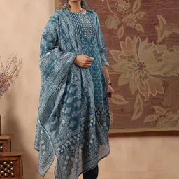 Rain & Rainbow Ethnic Motifs Printed Kurta With Trousers & Dupatta image 3