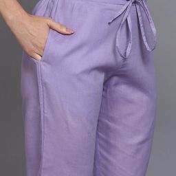 AHIKA Lavender Geometric Printed Kurta & Trousers With Dupatta image 3